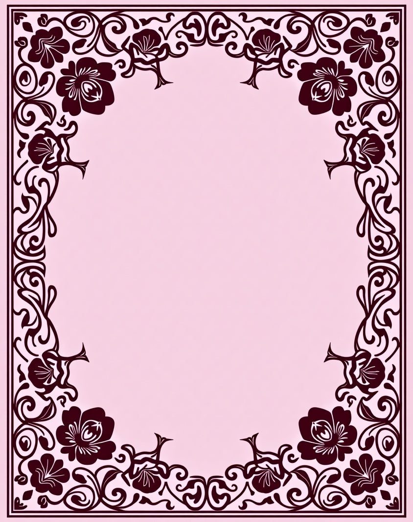 Ornate Dark Floral Oval Frame Rug