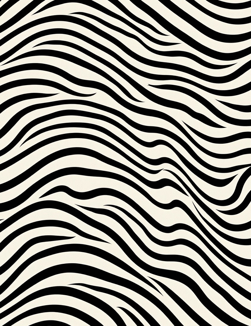 Black Zebra Stripe Wave Rug