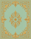 Golden Floral Scroll Panel Medallion Rug