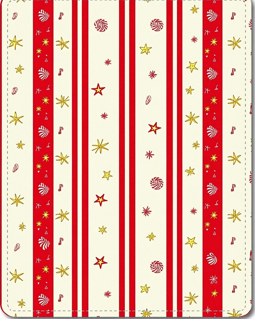 Red and Cream Striped Star Medallion Rug