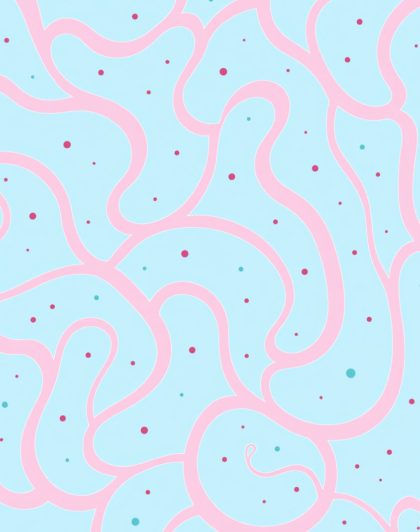 Pastel Pink Swirl Sky Dots Rug