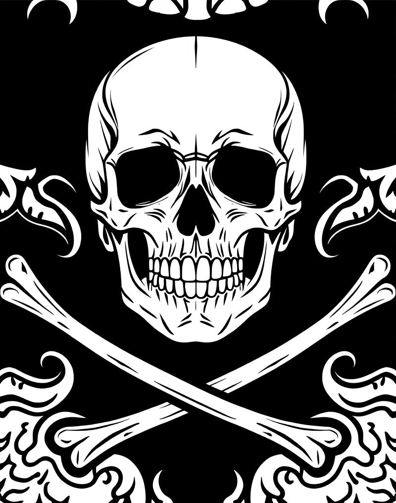 Black White Skull Crossbones Rug