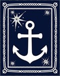 Navy White Nautical Anchor Starburst Rug