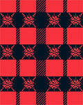 Red Black Snowflake Checkered Rug