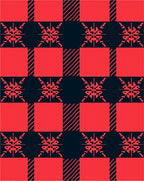Red Black Snowflake Checkered Rug