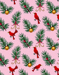 Pink Red Cardinal Evergreen Holiday Rug