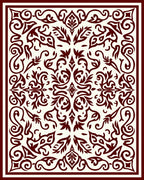 Crimson Ivory Arabesque Scrollwork Rug
