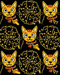 Whimsical Yellow Cat Brain Pattern Rug