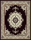 Ornate Ivory Dark Brown Medallion Border Rug