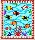 Aquatic World Colorful Fish Border Rug