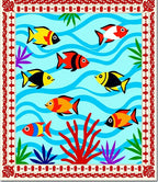 Aquatic World Colorful Fish Border Rug