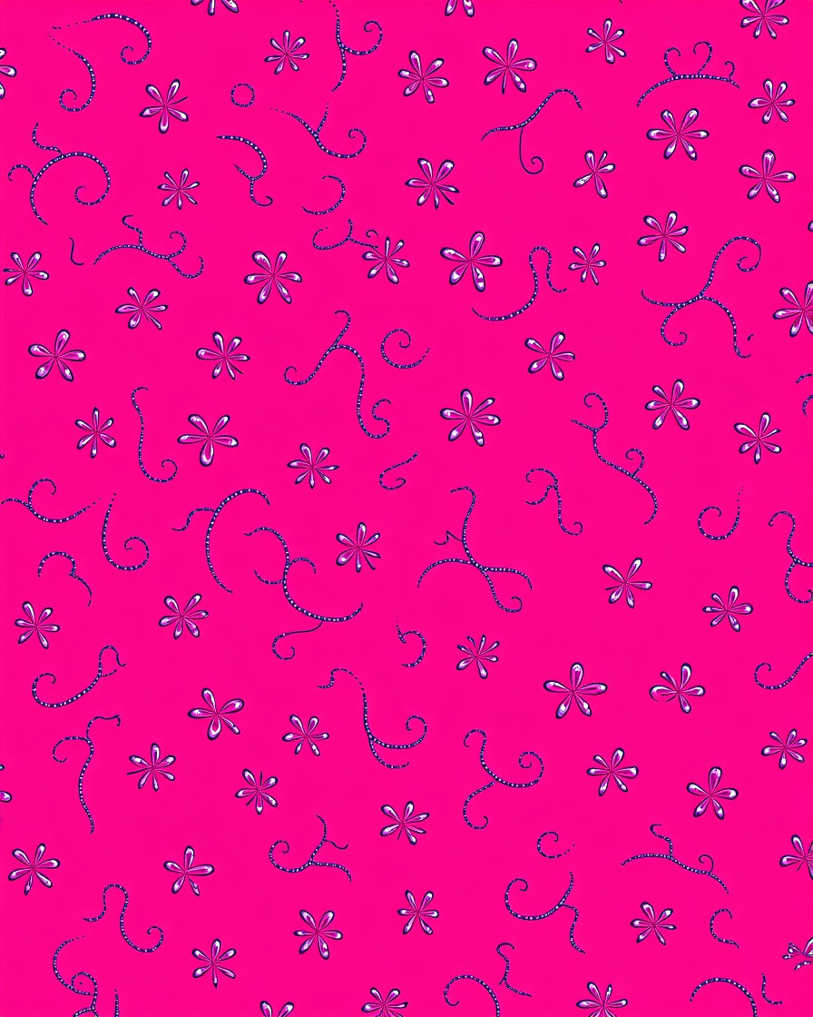 Hot Pink Floral Swirl Rug