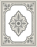 Cream and Gray Floral Medallion Frame Rug