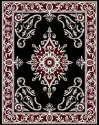 Crimson Ivory Ornate Medallion Border Rug