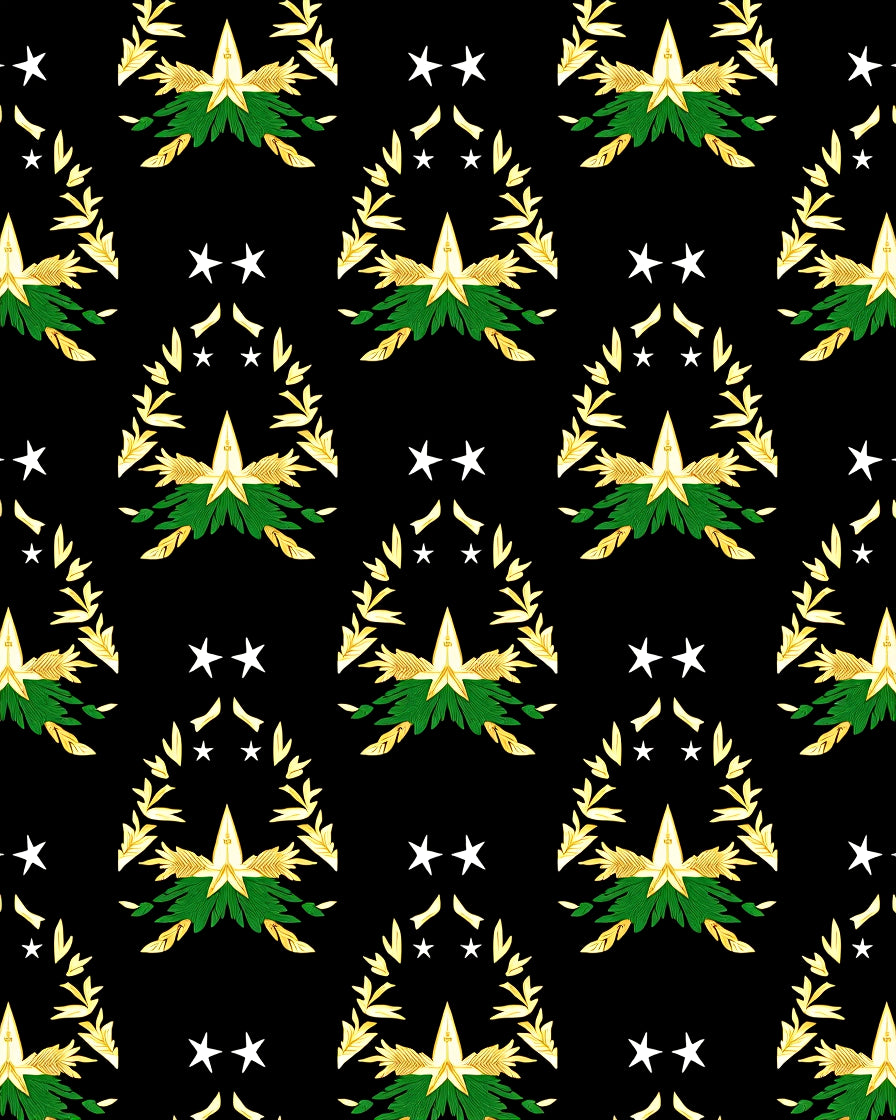 Gold Laurel Star And Leaf Arrangement Rug