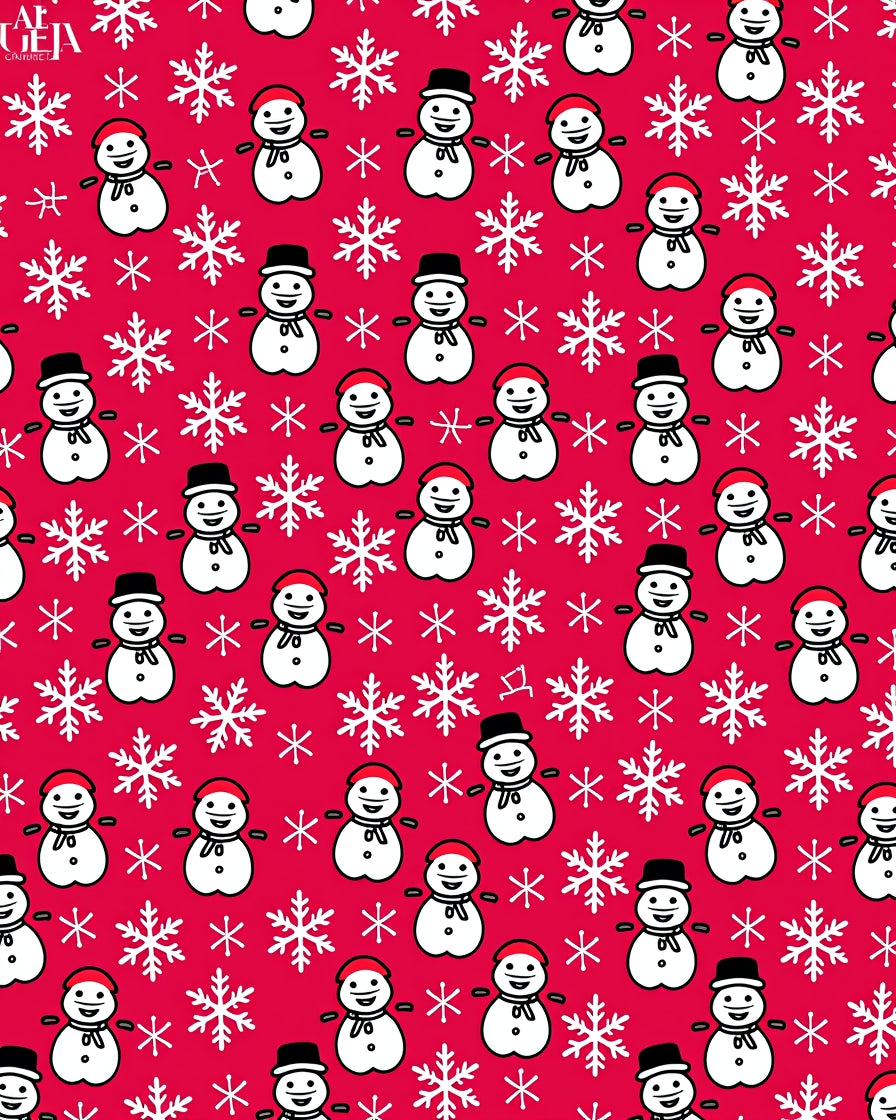 Winter Snowman Snowflakes Red Canvas Rug