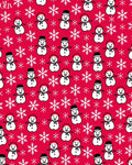 Winter Snowman Snowflakes Red Canvas Rug