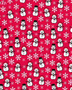 Winter Snowman Snowflakes Red Canvas Rug