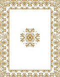 Golden Floral Damask Centerpiece Border Rug