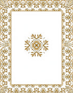 Golden Floral Damask Centerpiece Border Rug