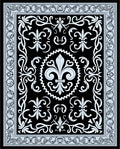 Black Fleur de Lis Scroll Border Rug