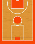 Orange court lines and wood texture Rug