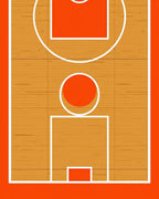 Orange court lines and wood texture Rug
