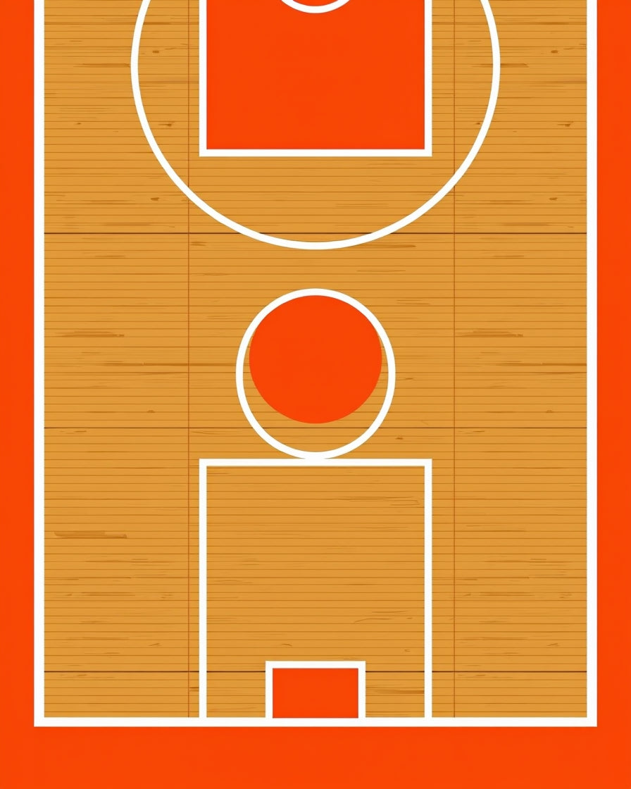 Orange court lines and wood texture Rug