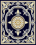 Navy Blue Golden Medallion Floral Rug