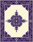 Deep Purple Floral Frame Medallion Rug