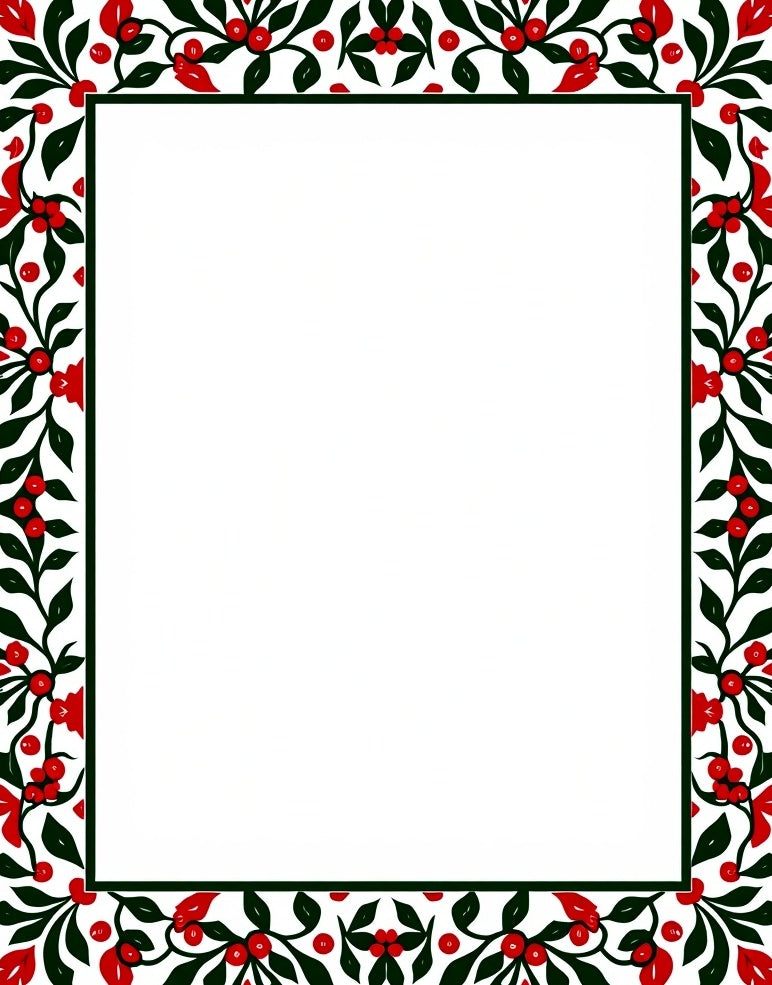 Red Black Berry Vine Border Rug