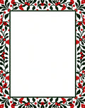 Red Black Berry Vine Border Rug