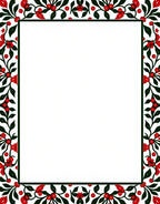 Red Black Berry Vine Border Rug