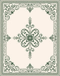 Dark Green Ornate Floral Border Rug
