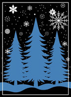 Blue Pine Forest Snowfall Rug