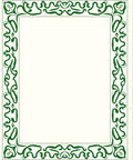 Elegant Emerald Art Nouveau Border Rug