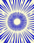 Bold Blue Sunburst Radial Graphic Rug