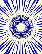 Bold Blue Sunburst Radial Graphic Rug