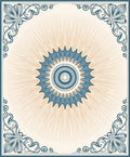 Blue Sunburst Circular Medallion Rug