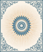 Blue Sunburst Circular Medallion Rug