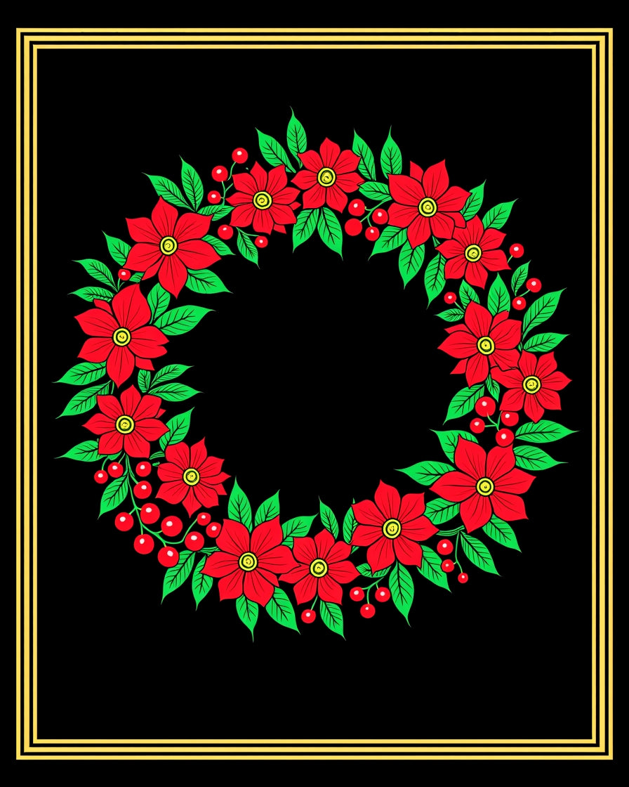 Crimson Floral Berry Wreath Rug