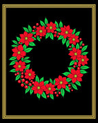 Crimson Floral Berry Wreath Rug