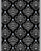 Classic White Damask Black Medallion Rug