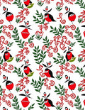 Whimsical Red Bird Botanical Abstract Rug