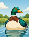 Whimsical Mallard Duck Pond Art Rug