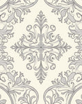 Elegant Cream Gray Floral Medallion Rug
