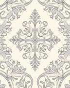 Elegant Cream Gray Floral Medallion Rug