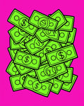 Neon Green Dollar Bills Pile Rug
