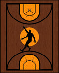 Wood Court Slam Dunk Silhouette Rug