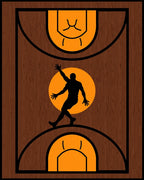Wood Court Slam Dunk Silhouette Rug